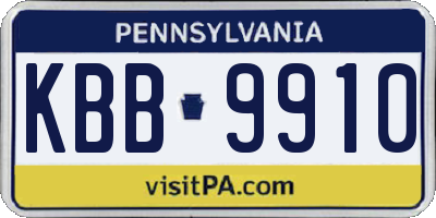 PA license plate KBB9910