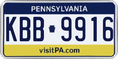 PA license plate KBB9916
