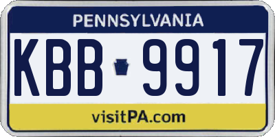 PA license plate KBB9917