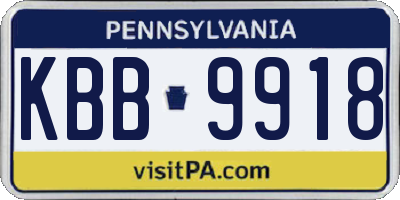 PA license plate KBB9918