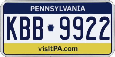 PA license plate KBB9922