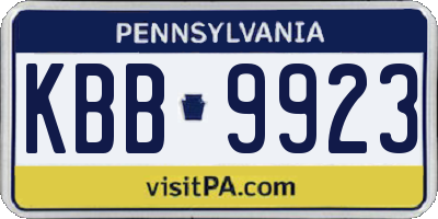 PA license plate KBB9923