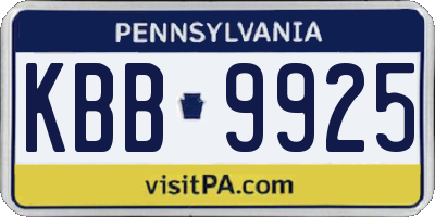 PA license plate KBB9925