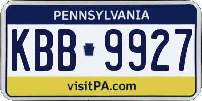 PA license plate KBB9927