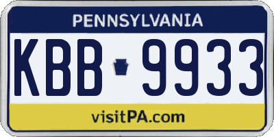 PA license plate KBB9933