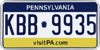 PA license plate KBB9935