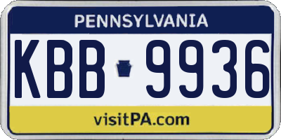 PA license plate KBB9936