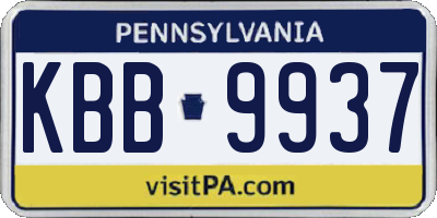 PA license plate KBB9937