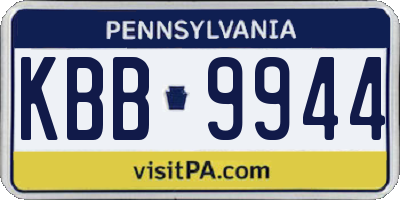 PA license plate KBB9944