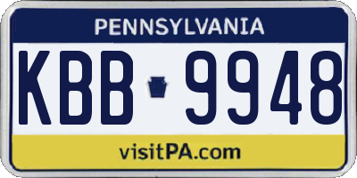 PA license plate KBB9948