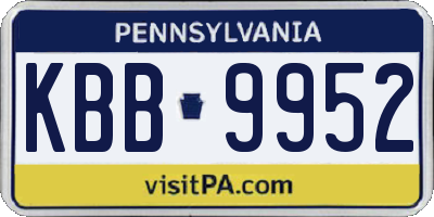 PA license plate KBB9952