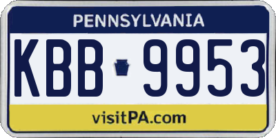 PA license plate KBB9953