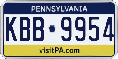 PA license plate KBB9954