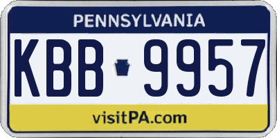 PA license plate KBB9957