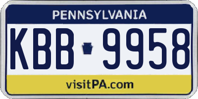 PA license plate KBB9958