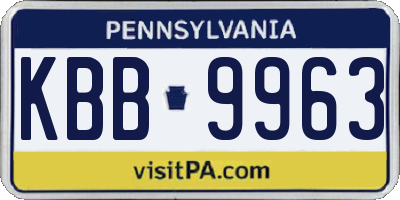 PA license plate KBB9963