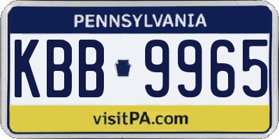 PA license plate KBB9965