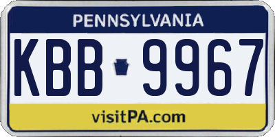 PA license plate KBB9967