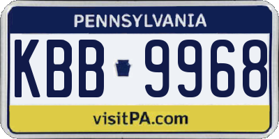 PA license plate KBB9968