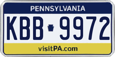PA license plate KBB9972