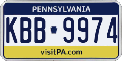 PA license plate KBB9974