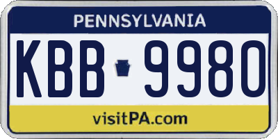 PA license plate KBB9980