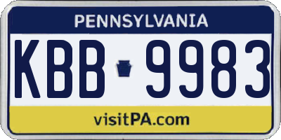 PA license plate KBB9983