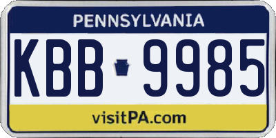 PA license plate KBB9985