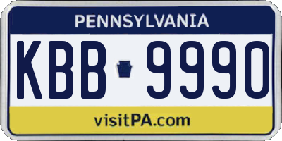 PA license plate KBB9990