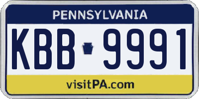 PA license plate KBB9991