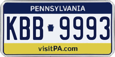 PA license plate KBB9993