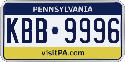 PA license plate KBB9996
