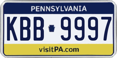 PA license plate KBB9997