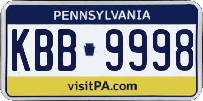 PA license plate KBB9998