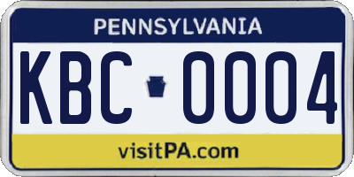 PA license plate KBC0004