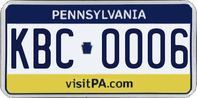 PA license plate KBC0006