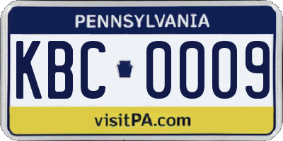 PA license plate KBC0009