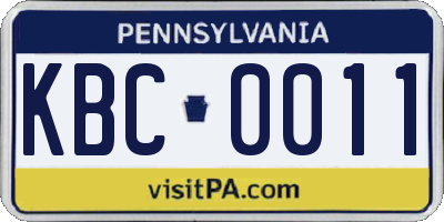 PA license plate KBC0011