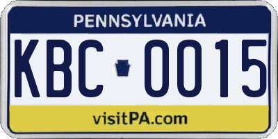 PA license plate KBC0015