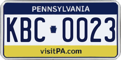 PA license plate KBC0023