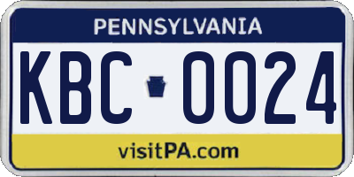 PA license plate KBC0024