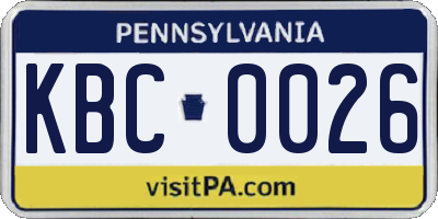 PA license plate KBC0026