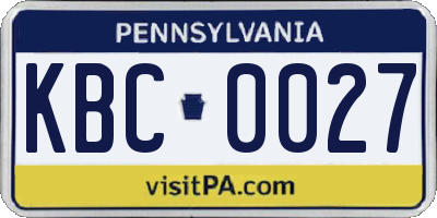 PA license plate KBC0027