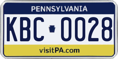 PA license plate KBC0028