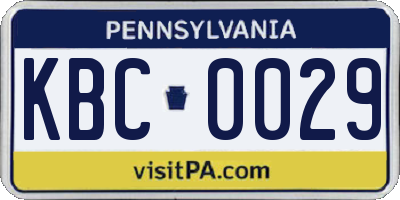 PA license plate KBC0029