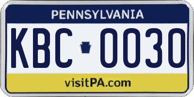 PA license plate KBC0030