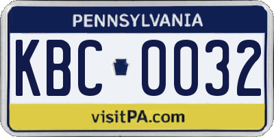 PA license plate KBC0032