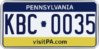 PA license plate KBC0035