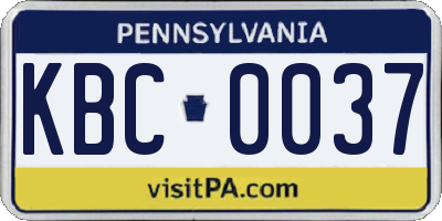 PA license plate KBC0037