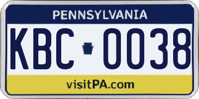 PA license plate KBC0038